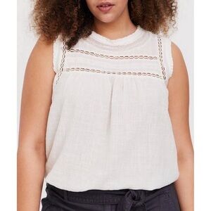 Torrid white Textured Woven Lace Inset Tank